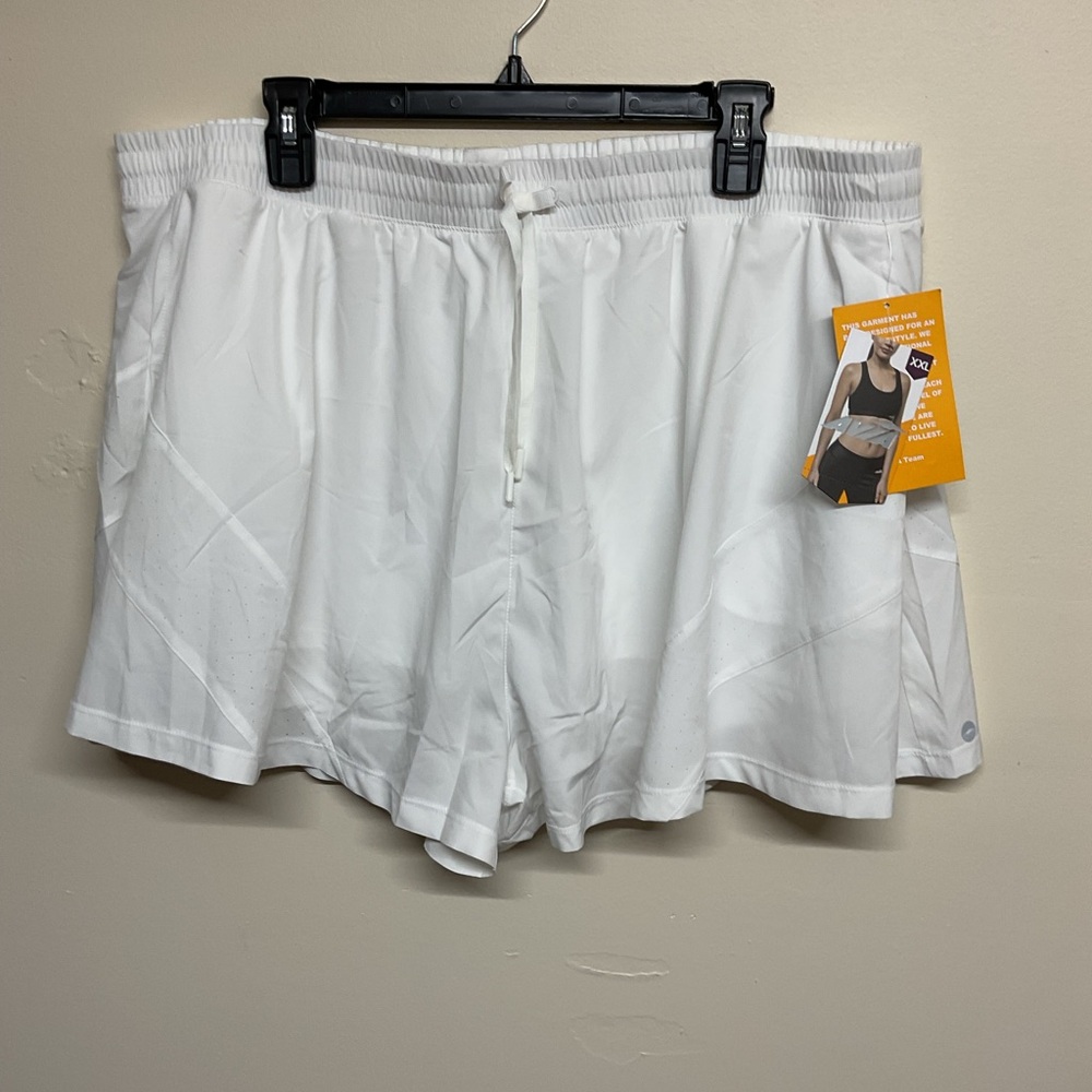 Avia White Elastic Drawstring Athletic Shorts
